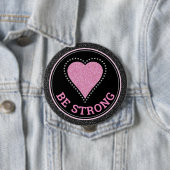 Glitter Heart Breast Cancer Awareness Design 缶バッジ (インサイチュ)
