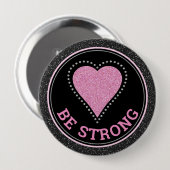 Glitter Heart Breast Cancer Awareness Design 缶バッジ (正面&裏面)
