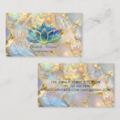 Glitter Lotus Circles Opal Stone Business Card 名刺 (正面/裏面)