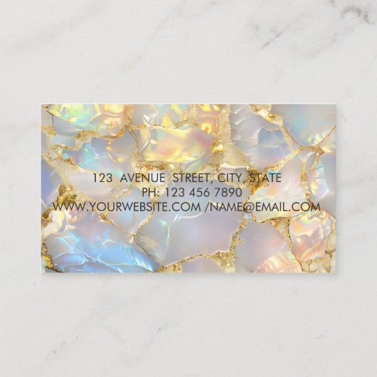 Glitter Lotus Circles Opal Stone Business Card 名刺 (裏面)