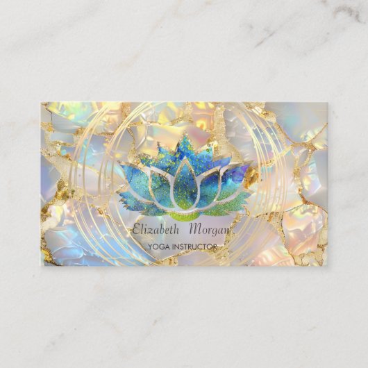 Glitter Lotus Circles Opal Stone Business Card 名刺 (正面)