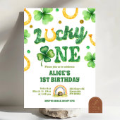 Glitter Lucky One St Patrick First Birthday 招待状