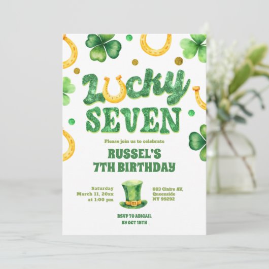 Glitter Lucky Seven St Patrick Birthday 招待状 (スタンド正面)