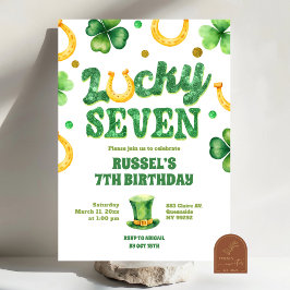 Glitter Lucky Seven St Patrick Birthday 招待状