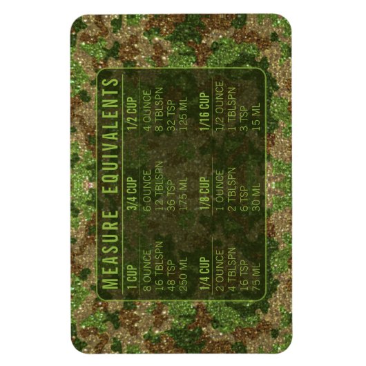 Glitter Measuring Conversion Kitchen Measure Guide マグネット (縦)