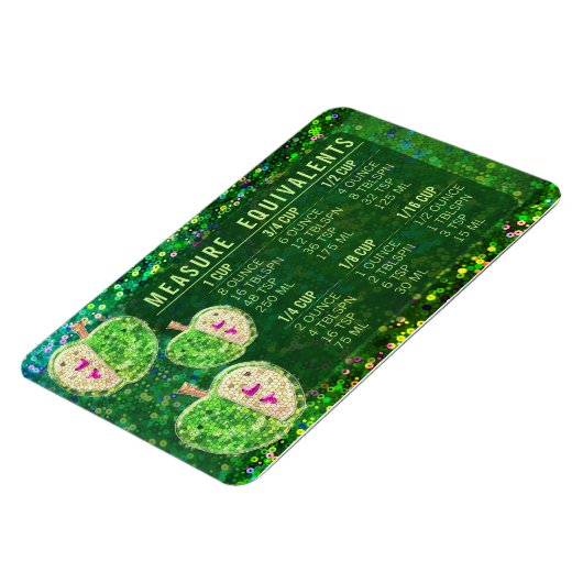 Glitter Measuring Conversion Kitchen Measure Guide マグネット (左側)