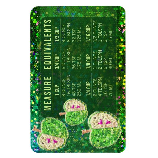 Glitter Measuring Conversion Kitchen Measure Guide マグネット (縦)