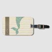 Glitter Mermaid Tail Yellow Stripes Luggage Tag ラゲッジタグ (正面横)