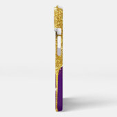 Glitter Monogram V ✨ Gold Drip Purple Luxe Glam iPhoneケース (左側面)