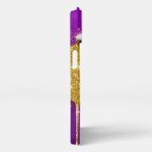 Glitter Monogram V ✨ Gold Drip Purple Luxe Glam iPhoneケース (右側面)