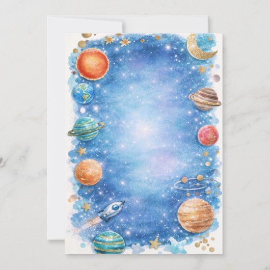 Glitter Moon Stars Galaxy Baby Shower 招待状 (裏面)