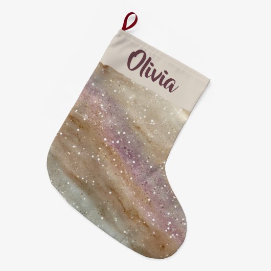 Glitter Personalized Name Christmas Stocking ラージクリスマスストッキング (正面 (吊り時))