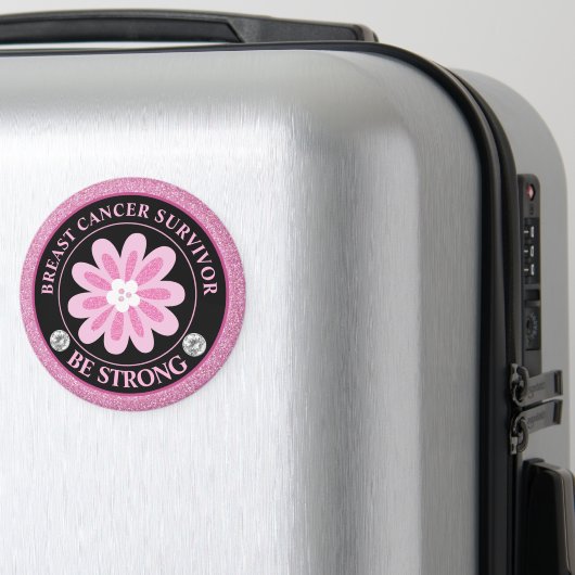 Glitter Pink Flower Breast Cancer Awareness Design マグネット (インサイチュ (スーツケース))