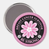 Glitter Pink Flower Breast Cancer Awareness Design マグネット (正面/裏面)
