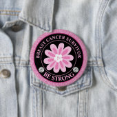 Glitter Pink Flower Breast Cancer Awareness Design 缶バッジ (インサイチュ)