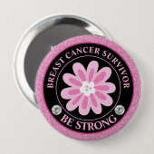 Glitter Pink Flower Breast Cancer Awareness Design 缶バッジ (正面&裏面)