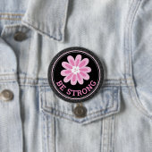 Glitter Pink Flower Breast Cancer Awareness Design 缶バッジ (インサイチュ)