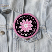 Glitter Pink Flower Breast Cancer Awareness Design 缶バッジ (インサイチュ)