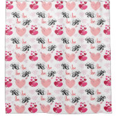 glitter pink heart vibrant romantic wallpaper シャワーカーテン (正面)