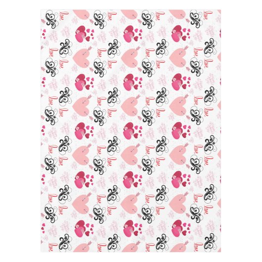 glitter pink heart vibrant romantic wallpaper テーブルクロス (正面)