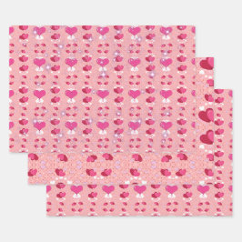 glitter pink heart vibrant romantic wallpaper ラッピングペーパーシート