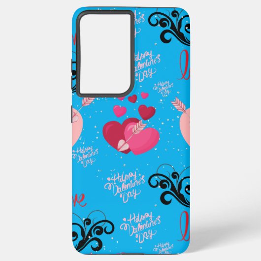 glitter pink heart vibrant romantic wallpaper samsung galaxyケース (裏面)