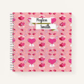 glitter pink hearts luxe romantic sweet pattern ノートブック (正面)