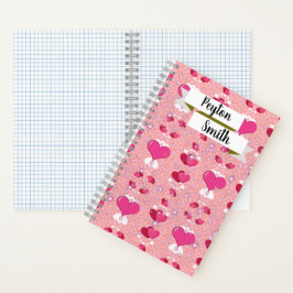 glitter pink hearts luxe romantic sweet pattern ノートブック