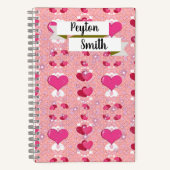 glitter pink hearts luxe romantic sweet pattern ノートブック (正面)