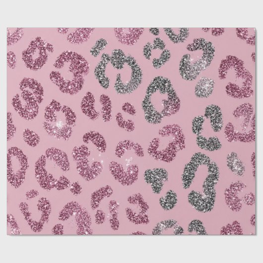 Glitter Pink Leopard Pattern ラッピングペーパー (フラット)