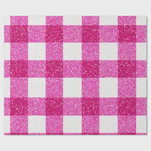 Glitter Pink Plaid Pattern ラッピングペーパー (フラット)