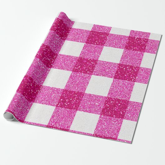 Glitter Pink Plaid Pattern ラッピングペーパー (アンロールド)