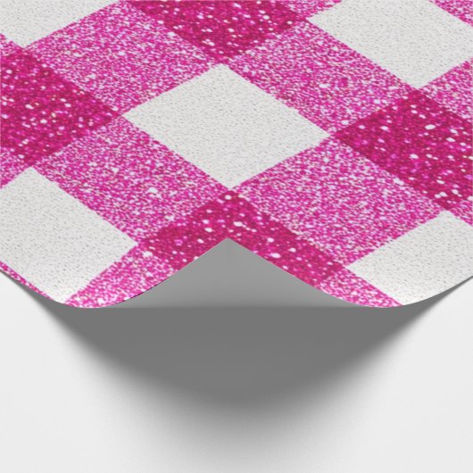 Glitter Pink Plaid Pattern ラッピングペーパー (角)