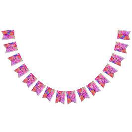 Glitter Pink Rainbow Gold Happy Birthday バンティングフラッグ