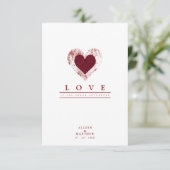 Glitter Red Heart Romantic Love Quote Wedding 招待状 (スタンド正面)