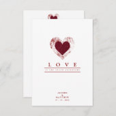 Glitter Red Heart Romantic Love Quote Wedding 招待状 (正面/裏面)