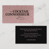 Glitter Rose Gold Bartender Event Business Card 名刺 (正面/裏面)