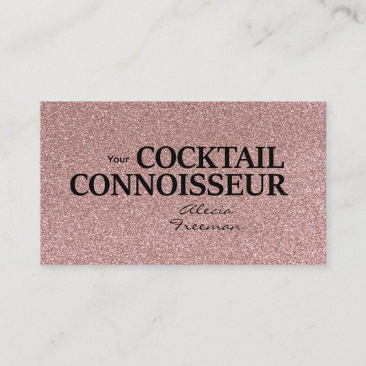 Glitter Rose Gold Bartender Event Business Card 名刺 (正面)