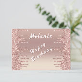 Glitter Rose Gold Birthday Card Personalized Name カード (スタンド正面)