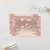 Glitter Rose Gold Birthday Card Personalized Name カード (正面/裏面インサイチュ)