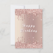 Glitter Rose Gold Birthday Card Personalized Name カード (裏面)