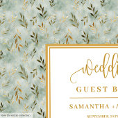 Glitter Sage Green And Gold Wedding Guest Book ゲストブック
