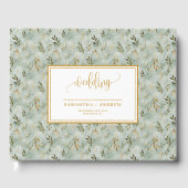 Glitter Sage Green And Gold Wedding Guest Book ゲストブック (正面)
