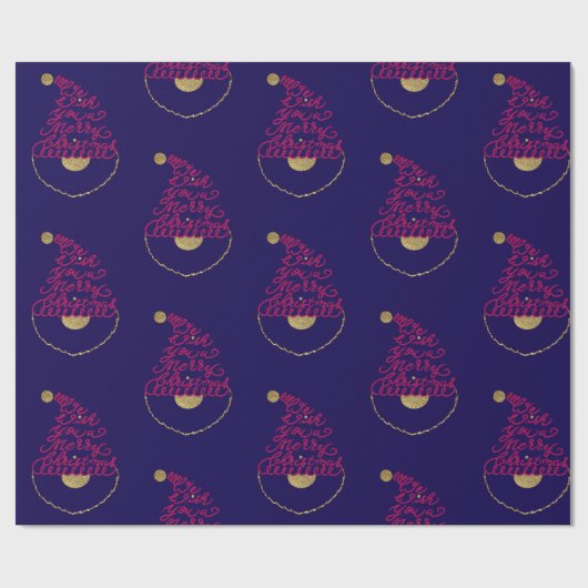 Glitter Santa Script Cute Modern Christmas  ラッピングペーパー (フラット)