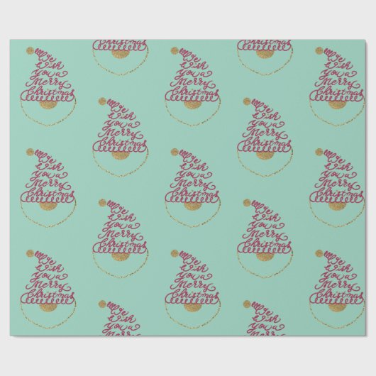 Glitter Santa Script Cute Modern Christmas  ラッピングペーパー (フラット)