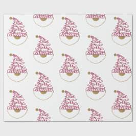 Glitter Santa Script Cute Modern Christmas  ラッピングペーパー