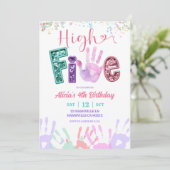 Glitter Sequin High Five Birthday 招待状 (スタンド正面)