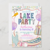 Glitter Sequin Lake Party Birthday invitation 招待状 (正面)