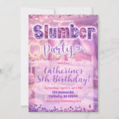 Glitter Sequin Pink Purple Sleepover Party 招待状 (正面)