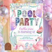 Glitter Sequin Pool Party Birthday invitation 招待状